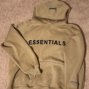 Essentials Beige Hoodie with Black Text